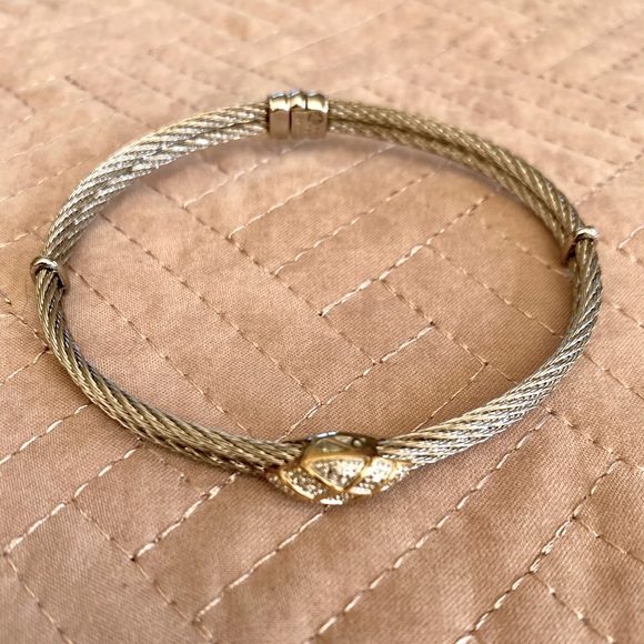 Alor Double cable bracelet w oval diamond station - Picture 1 of 6